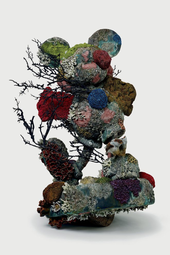 Mickey, a bronze sculpture of Mickey Mouse imagined as an antiquity dredged up from the bottom of the sea.